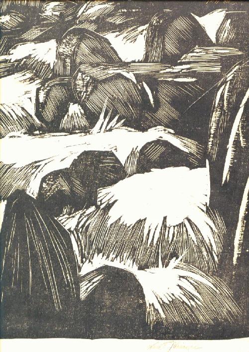 Karl Friedrich Zähringer - Zähringer Sturzbach2 Signierter Holzschnitt mit Randschäden verkocht voor € 160!