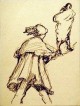 Ludwig Meidner - Zwei Wanderer, Handskizze mit Feder, 30er/40er Jahre verkocht voor € 100!