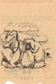 Ludwig Meidner - Zwei Weinende, Handskizze mit Feder, 1932 verkocht voor € 100!