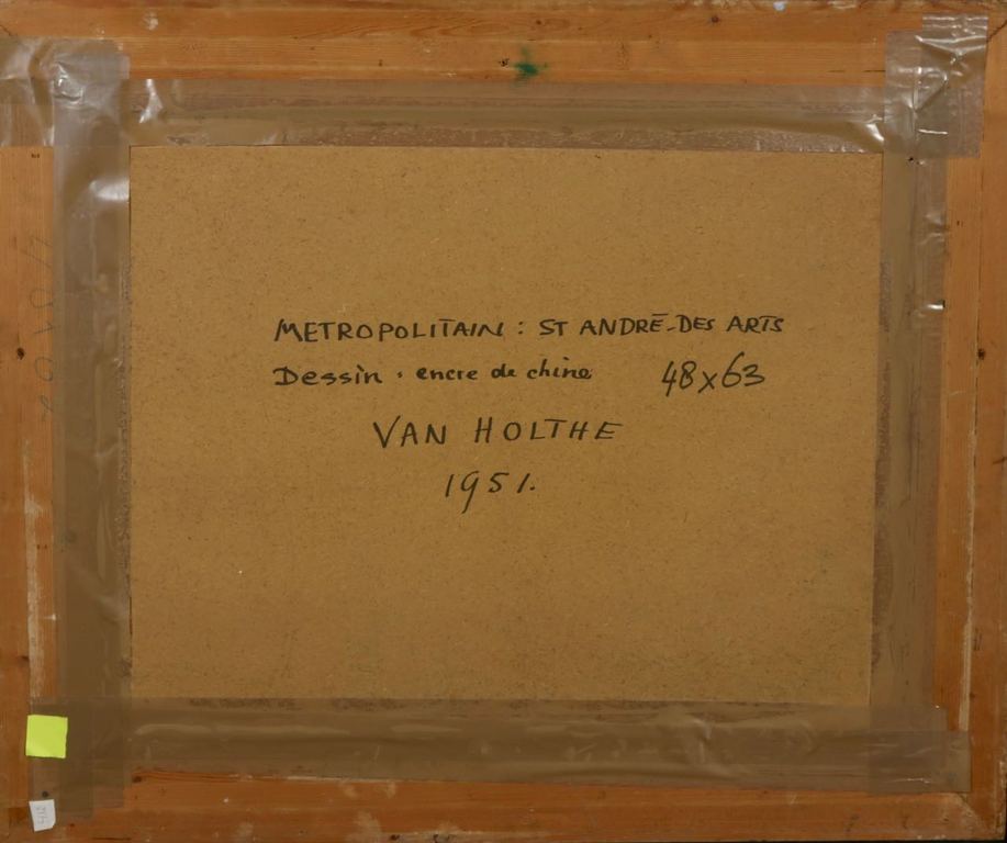 Jan van Holthe: Tekening op papier, Metropolitain - Ingelijst kopen? Bied vanaf 50!