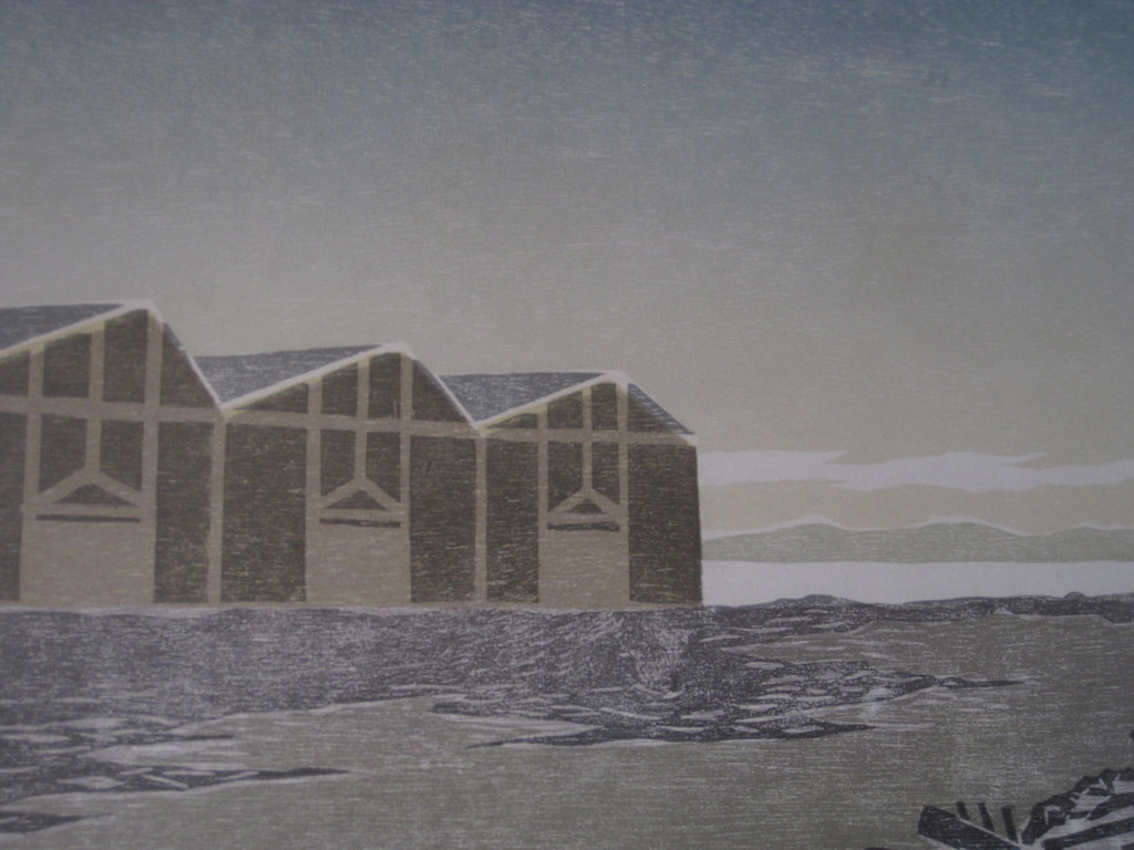 Intrigerende handgekleurde Houtsnede "Strand met huisjes" Willem de Vries (1948) kopen? Bied vanaf 1!