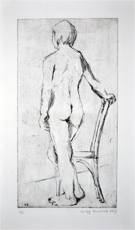 Wolff Buchholz, Stehender Akt, handgesigneerde ets - oplage 5 ex. - 1957 kopen? Bied vanaf 145!