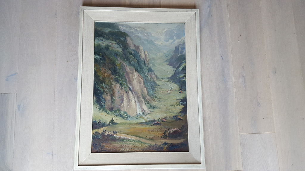 Theo Goedvriend (1879-1969) - Bergaanzicht - paneel, gesigneerd kopen? Bied vanaf 1!