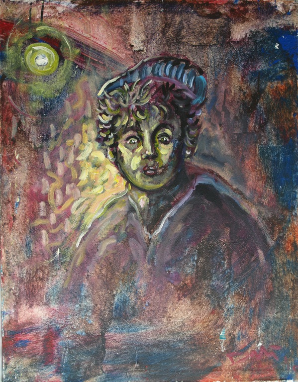 Onduidelijke signatuur : Acrylverf op doek , PORTRET – ca 2000 kopen? Bied vanaf 1!