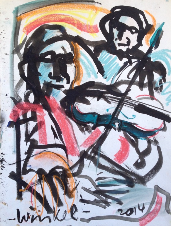 Arien Winkel - Violisten - Origineel werk op papier kopen? Bied vanaf 1!