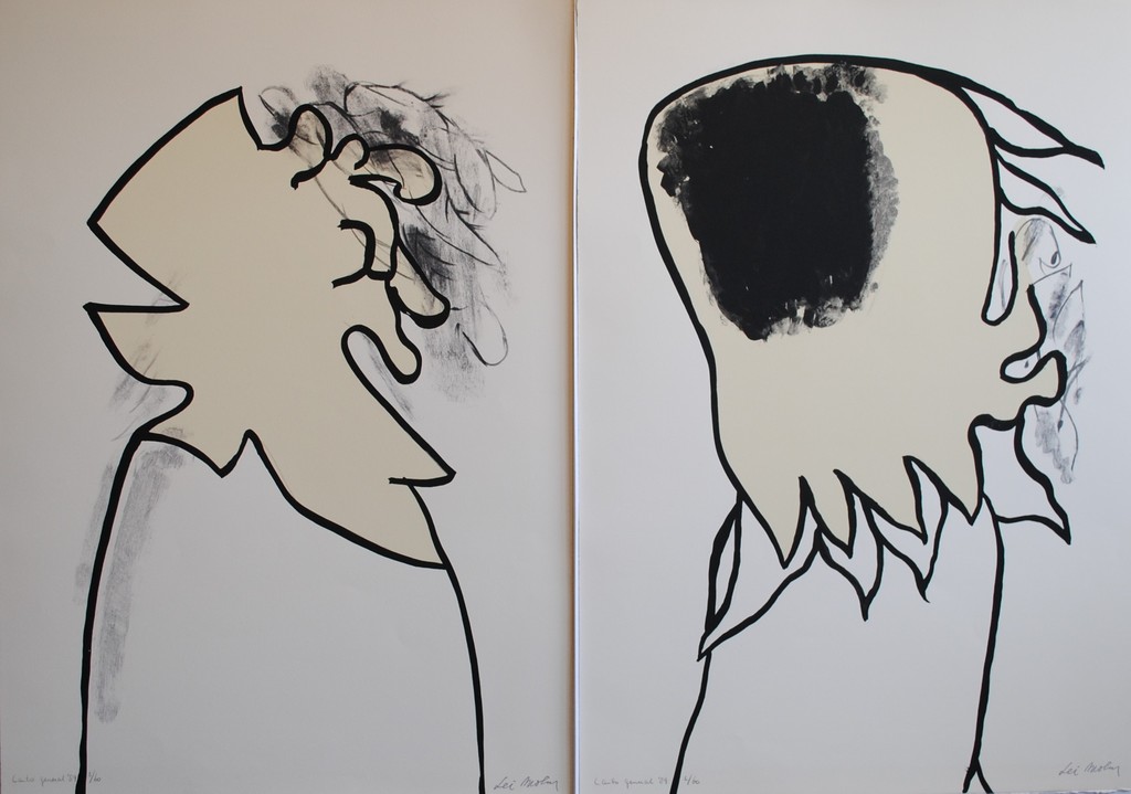 Lei Molin - tweeluik 'Canto General' - zeefdrukken - 1989 verkocht voor € 195!