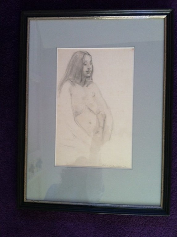 Sierk Schröder:Tekening potlood, dubbelzijdig ingelijst 1972 verkocht voor € 225!