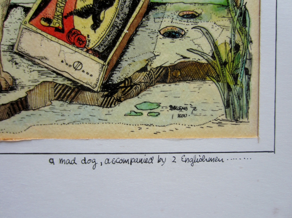 Jan Bruens (1942) - surrealistisch 1972 - A mad dog accompanied by 2 Englishmen kopen? Bied vanaf 1!