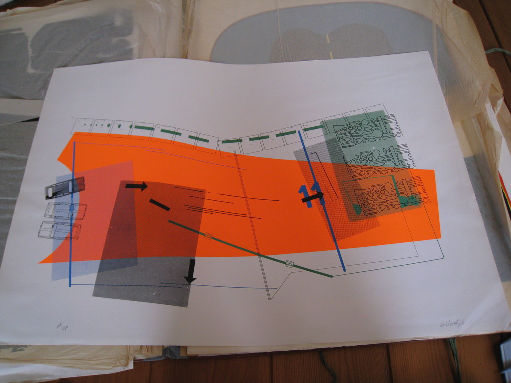 Gerard Verdijk, zeefdruk, 'Violet Turnpike' verkocht voor € 35!