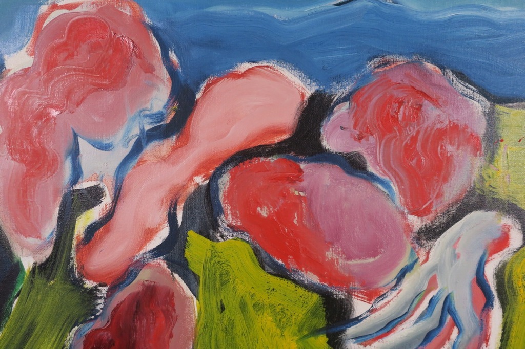 Jan Sierhuis: Olieverf op doek, Tafel in een landschap - Ingelijst (Groot!) kopen? Bied vanaf 1500!