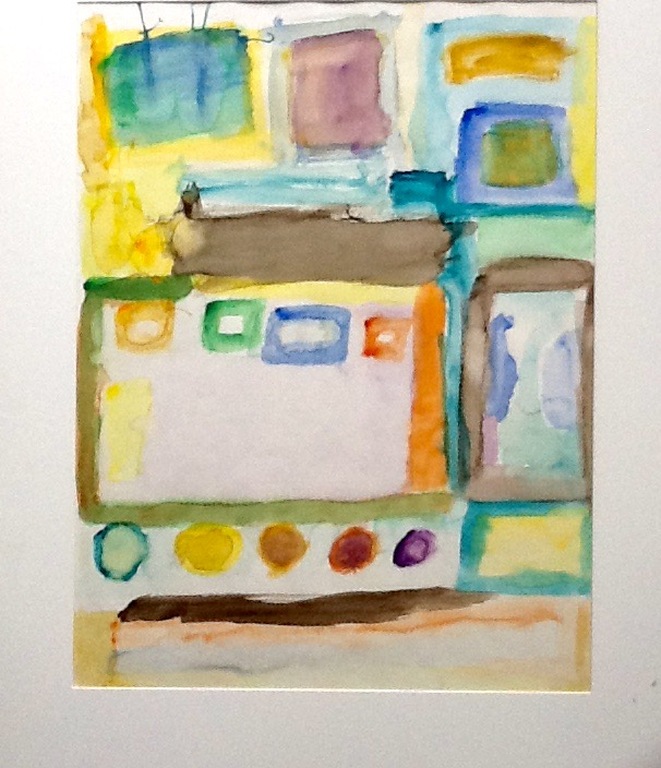 grote moderne aquarel in passe-partout kopen? Bied vanaf 1!