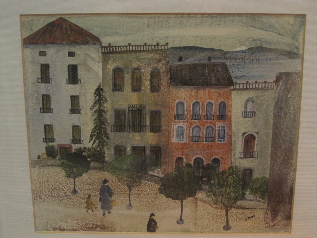 monogram JMM - pastel "Parijs - personen op plein" omstreeks 1950  kopen? Bied vanaf 1!