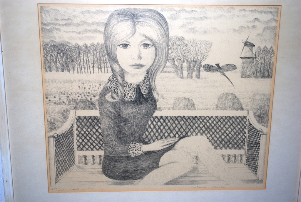 Meisje op een bank - litho uit 1962 - oplage 325 verkocht voor € 75!