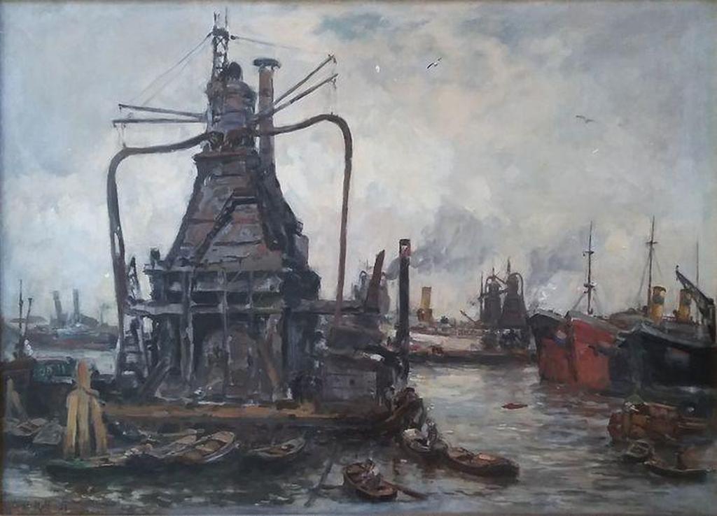 Evert Moll (1878-1955) - Bedrijvigheid rondom een graanelevator kopen? Bied vanaf 675!