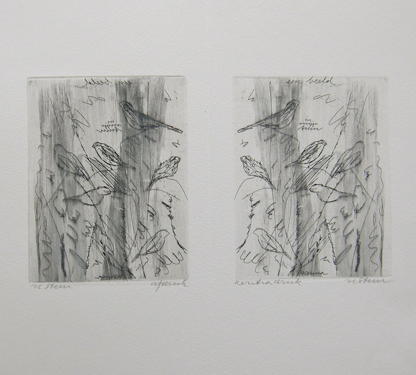 Herma Steur, gevouwen blad met 2 etsen kopen? Bied vanaf 15!