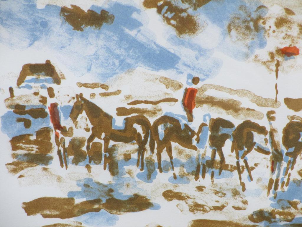 Friso ten Holt, Ruiters in Noord-Hollands landschap, Kleurlitho kopen? Bied vanaf 150!