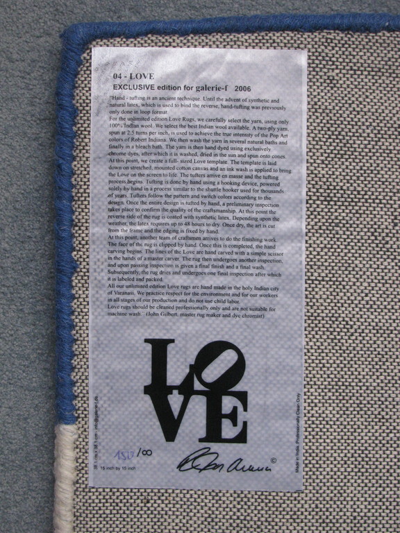 ROBERT INDIAN, "LOVE" (wollen tapijtje) kopen? Bied vanaf 1!
