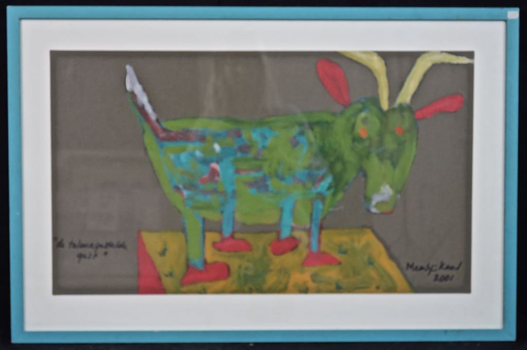 Meertje Kaal: Olieverf op kartonplaat, De terleurgestelde geit - Ingelijst kopen? Bied vanaf 20!