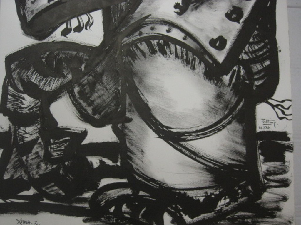 Zeldzaam Zwart "Xana 2" Aquarel Quintus Jan Telting 1931-2003 gesigd kopen? Bied vanaf 1!