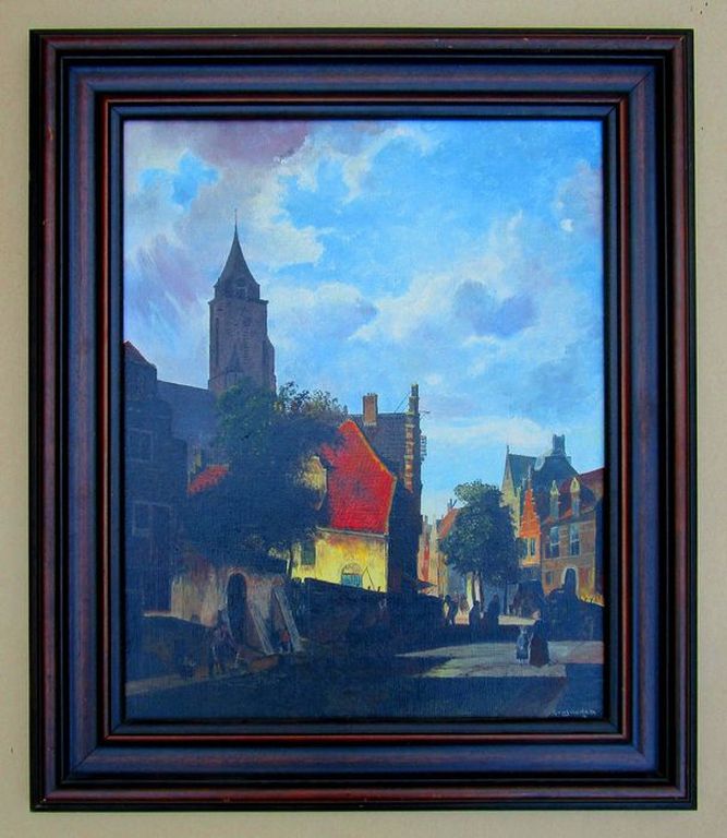 G. v.d. Sande, Olieverf op doek, Stadsgezicht uit vroeger tijd kopen? Bied vanaf 20!