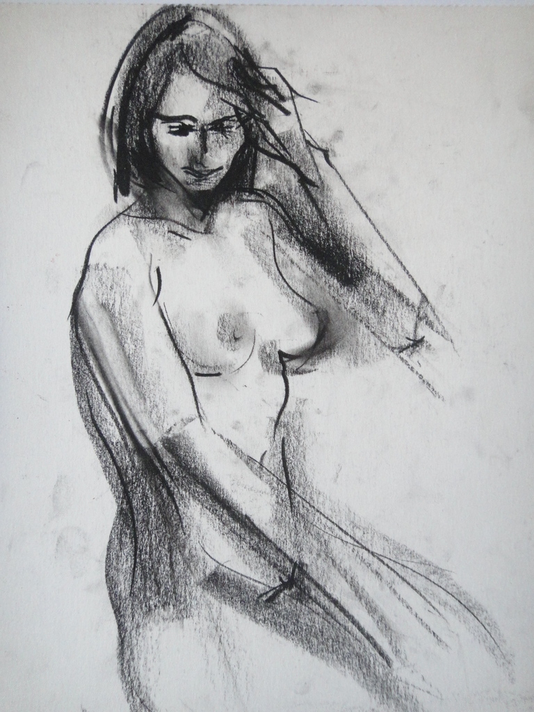 Bob ten Hoope (1920-2014), tekening , staand vrouwelijk naakt kopen? Bied vanaf 40!