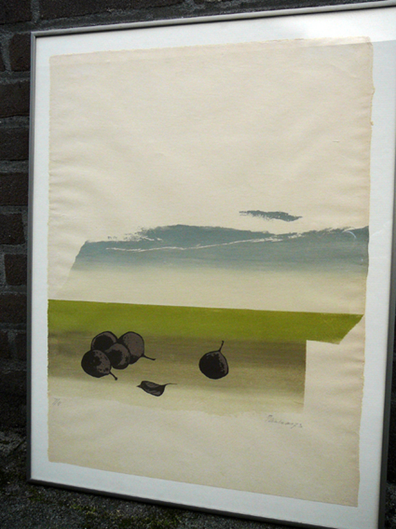 Zeefdruk: 'Peren' -onleesbaar gesigneerd / 1973- kopen? Bied vanaf 60!