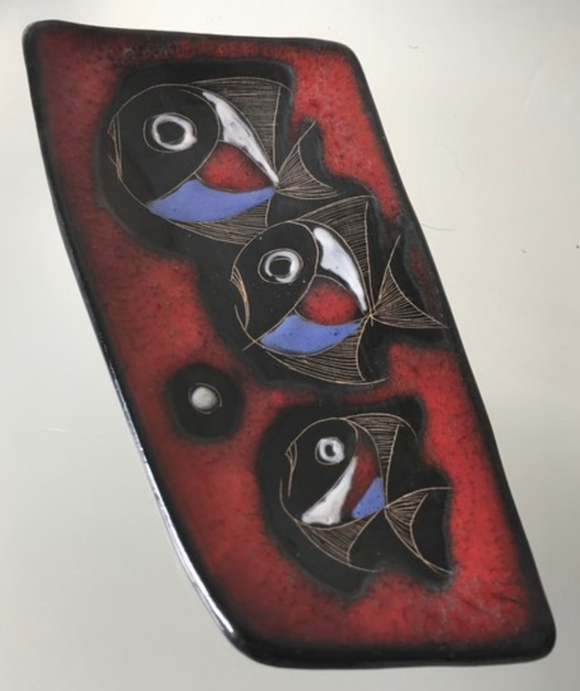 Franco Rufinelli - modernistische wand plaquette met vis decor-1960's -Italië kopen? Bied vanaf 9!