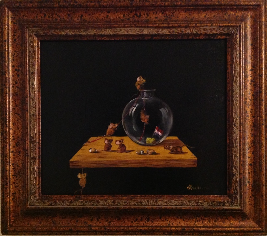 Henk Poeder stilleven met speelse muisjes verkocht voor € 79!
