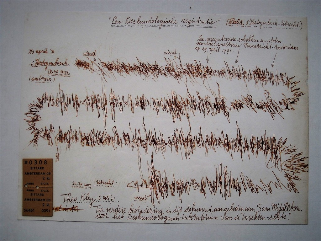 UNIEK 1971 Theo "Deskundologisch Lab" Kley Collage "Maastricht-Amsterdam" gesig verkocht voor € 190!