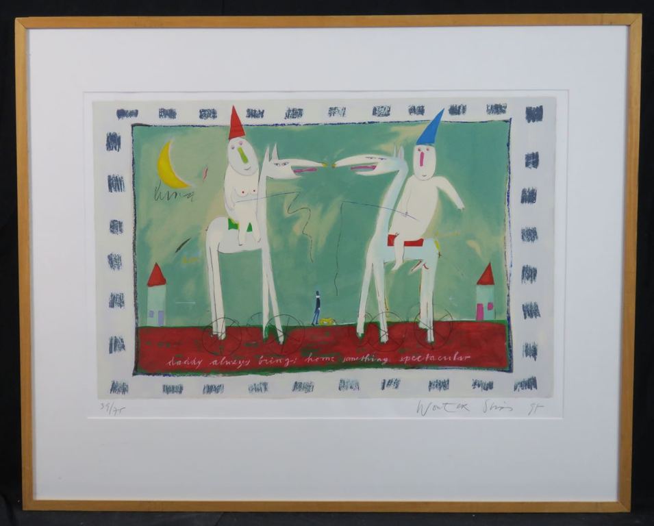 Wouter Stips: Zeefdruk, Daddy always.. - Ingelijst (Groot) verkocht voor € 60!