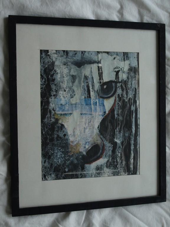 Onduidelijke signatuur: Collage – Paardenhoofd – Gesigneerd & ingelijst - 1997  kopen? Bied vanaf 1!