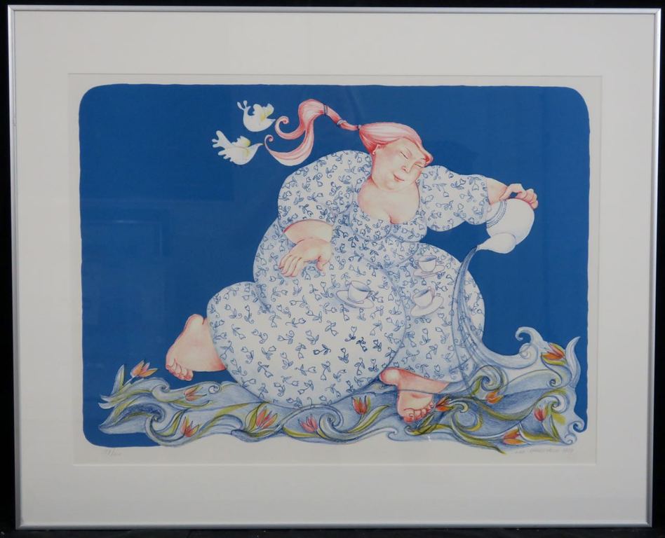 Ada Breedveld: Zeefdruk, De watervrouw - Ingelijst kopen? Bied vanaf 80!