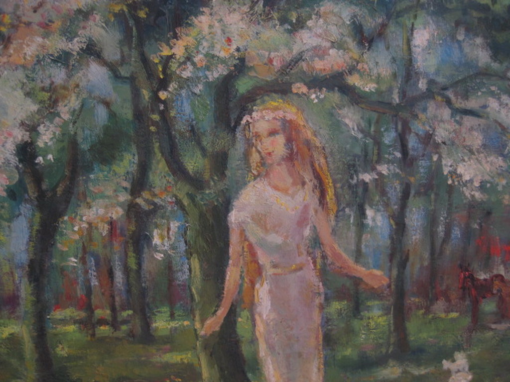 Henk Gorter 1908-1974 groot olieverf "bosnimf" gesigneerd ca. 1940 kopen? Bied vanaf 1!