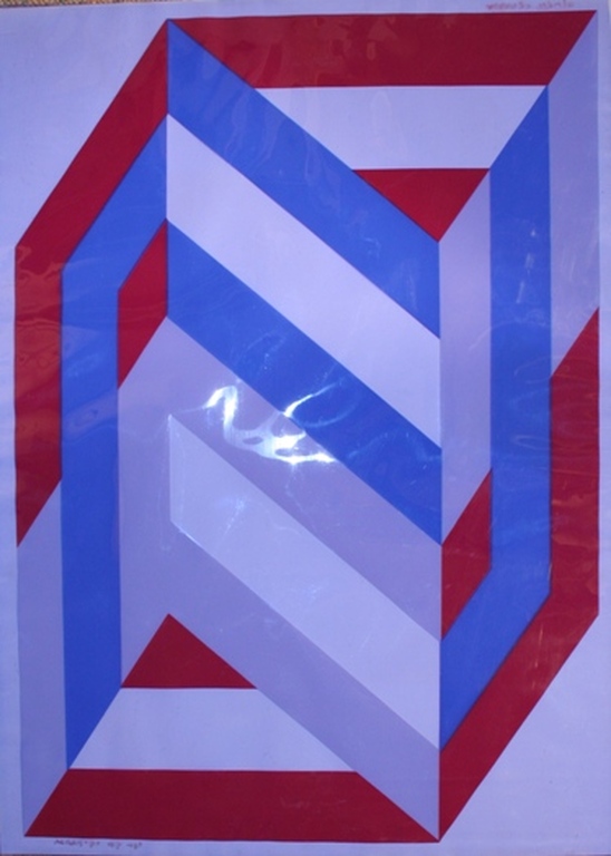 Ronald Abram (1928-1999) - Zeefdruk op transparant vinyl - Geometrische afbeeld. kopen? Bied vanaf 48!