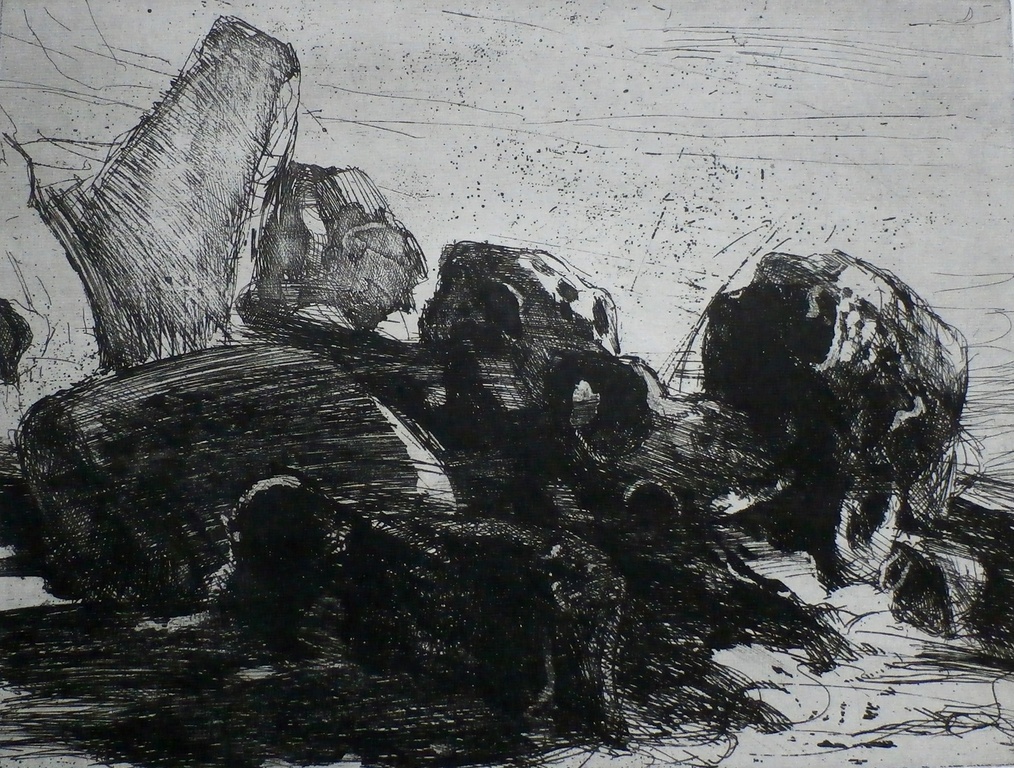 Auke de Vries - ets: Stenen - 1966 kopen? Bied vanaf 50!