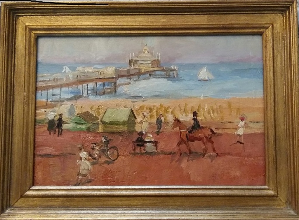 Boulevard Scheveningen, olieverf op paneel kopen? Bied vanaf 100!
