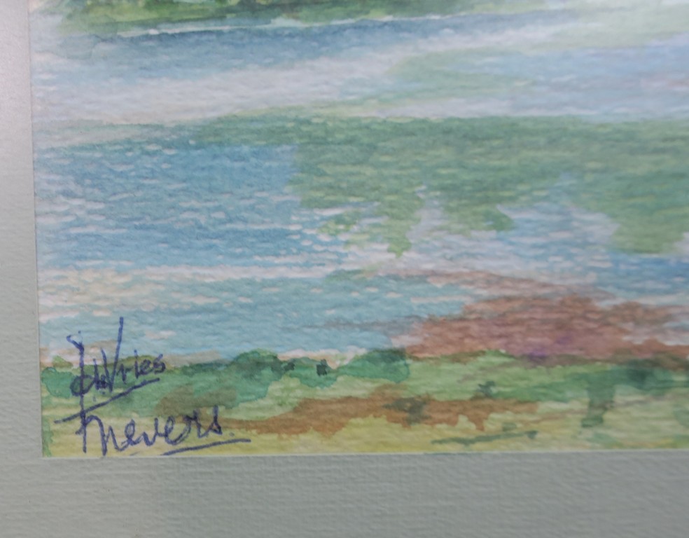 Jan Ph.A. de Vries: 2x Aquarel, Stadsgezicht en Souillac -  Ingelijst kopen? Bied vanaf 1!