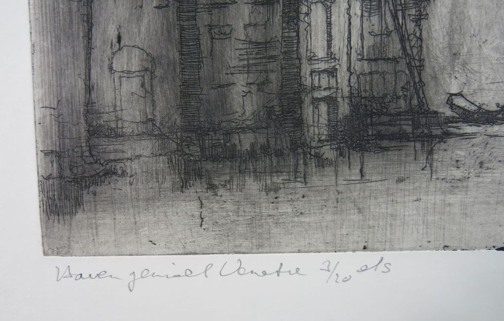 Dirkje Kuik: Ets, Havengezicht Venetië kopen? Bied vanaf 100!