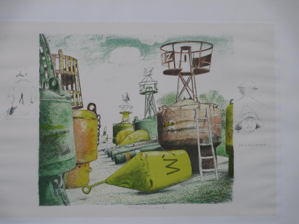 Herman Berserik, Helmsman, Kleurenlitho verkocht voor € 120!