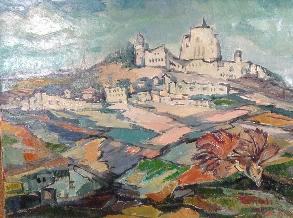 Daniël Bekking Italiaans dorp op heuvel olieverf doek 50/70 gesigneerd en gelijs verkocht voor € 175!