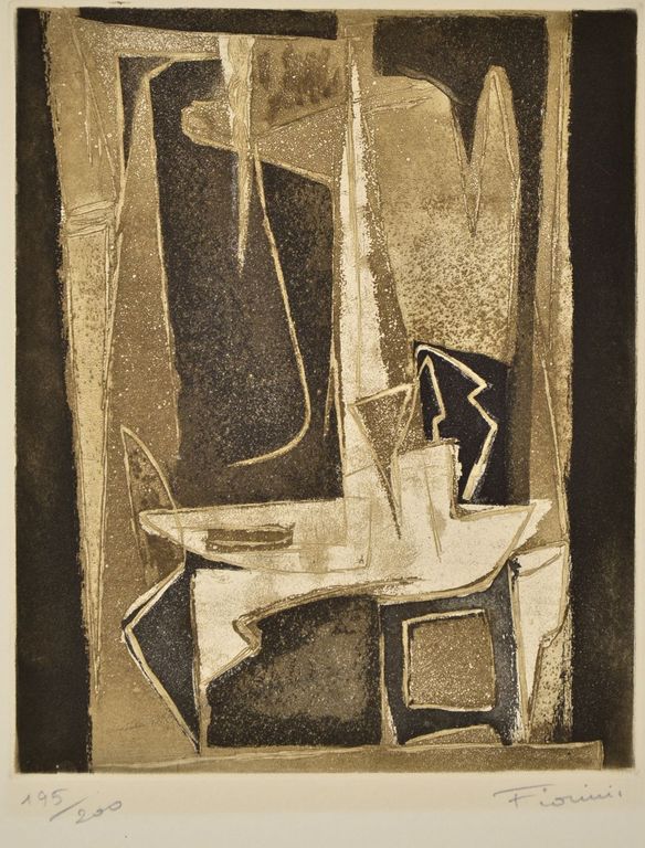 Marcel Fiorini: Ets/aquatint. Abstracte compositie verkocht voor € 50!