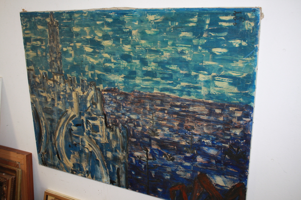 MODERN STADSGEZICHT BELGIE van JEAN TRIFFEZ 1958 verkocht voor € 115!