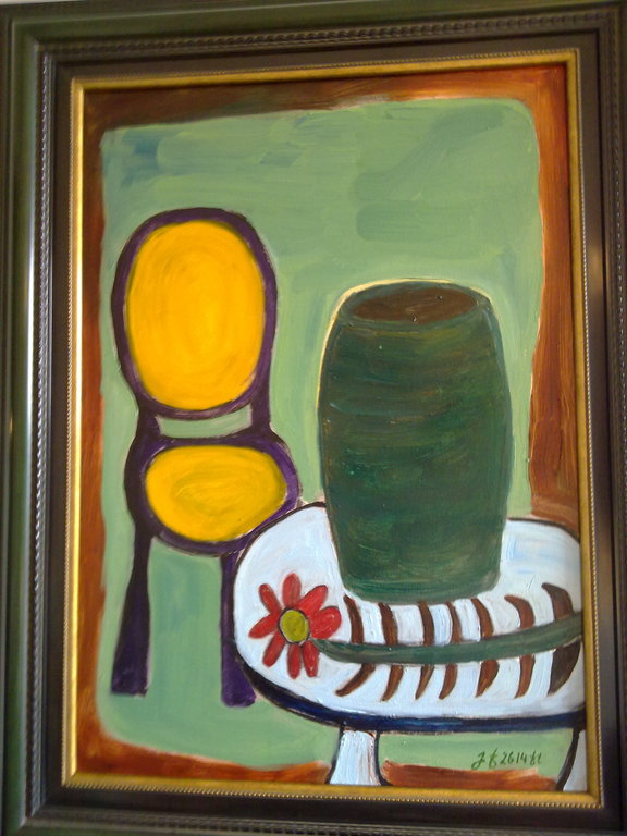 "No Flowers Today" johnfoppen Oliev./doek in oude lijst in kleur aangepast. verkocht voor € 275!