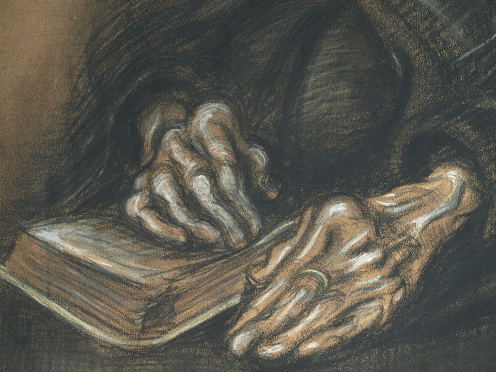 Elias Smalhout : Tekening , Oude vrouw met boek – 1916  kopen? Bied vanaf 1!