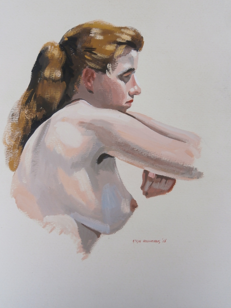 Portret van vrouw - half naakt, olieverf op karton/papier ca. 37 x 49 kopen? Bied vanaf 35!