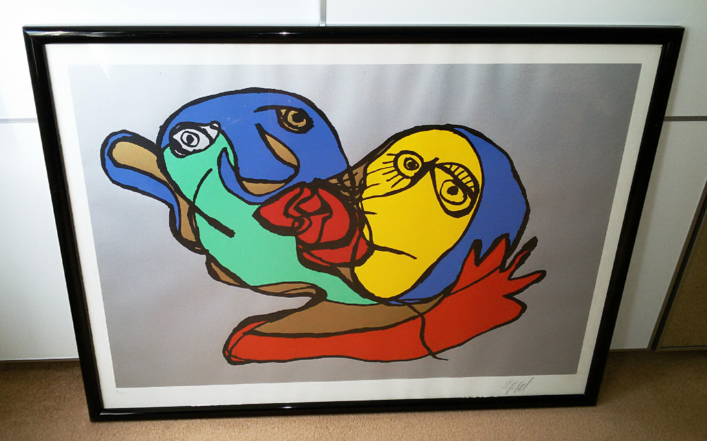 Karel Appel - The Kiss (Silver), zeefdruk (ingelijst, groot) kopen? Bied vanaf 750!