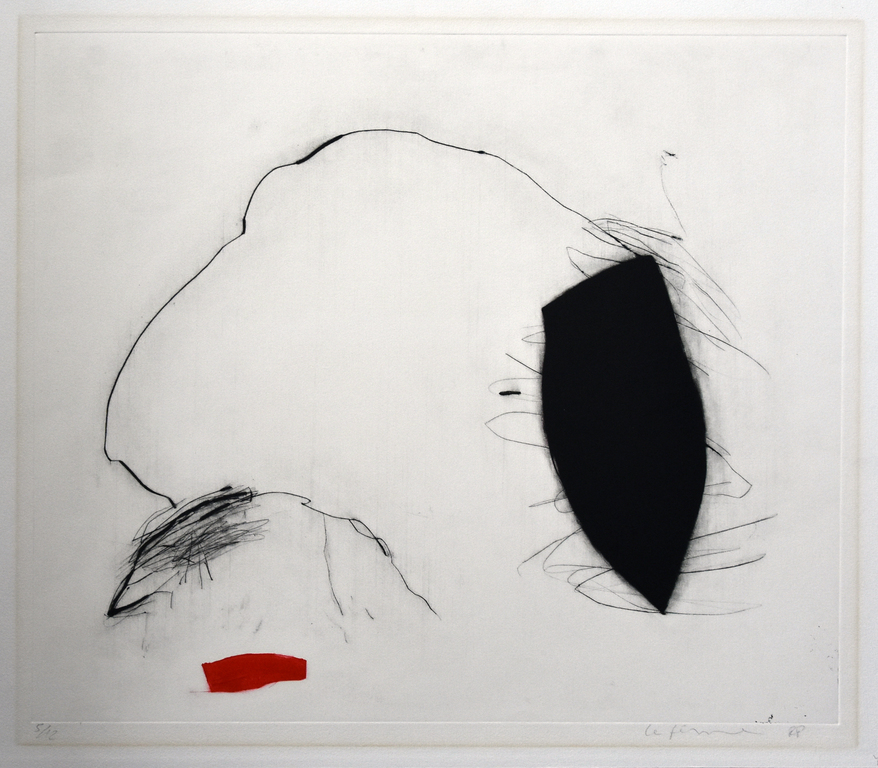 Charlotte Le Fevre ,ets # COMPOSITIE met ROOD # 1988, oplage 12 ex. mint- verkocht voor € 40!