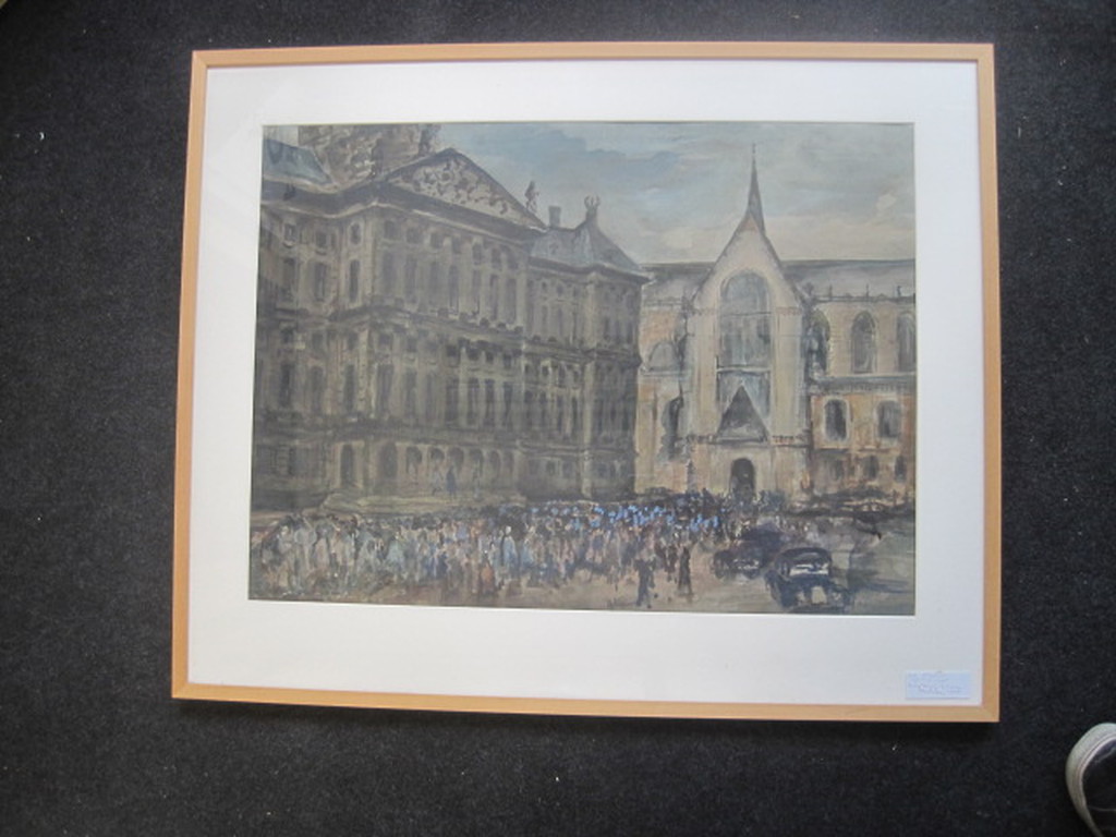 C.Klinkert "inhuldiging Juliana Amsterdam 1948" GROOT aquarel  kopen? Bied vanaf 1!