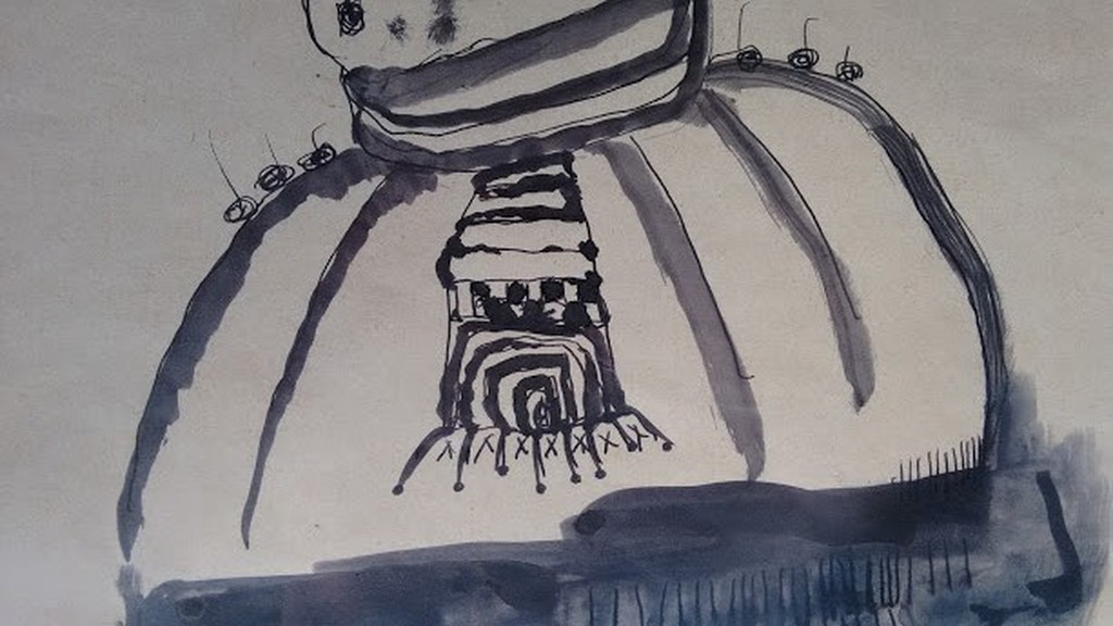 LUCEBERT grote tekening uit 1966,gesigneerd en gedateerd, ingelijst, CoBrA kunst kopen? Bied vanaf 525!