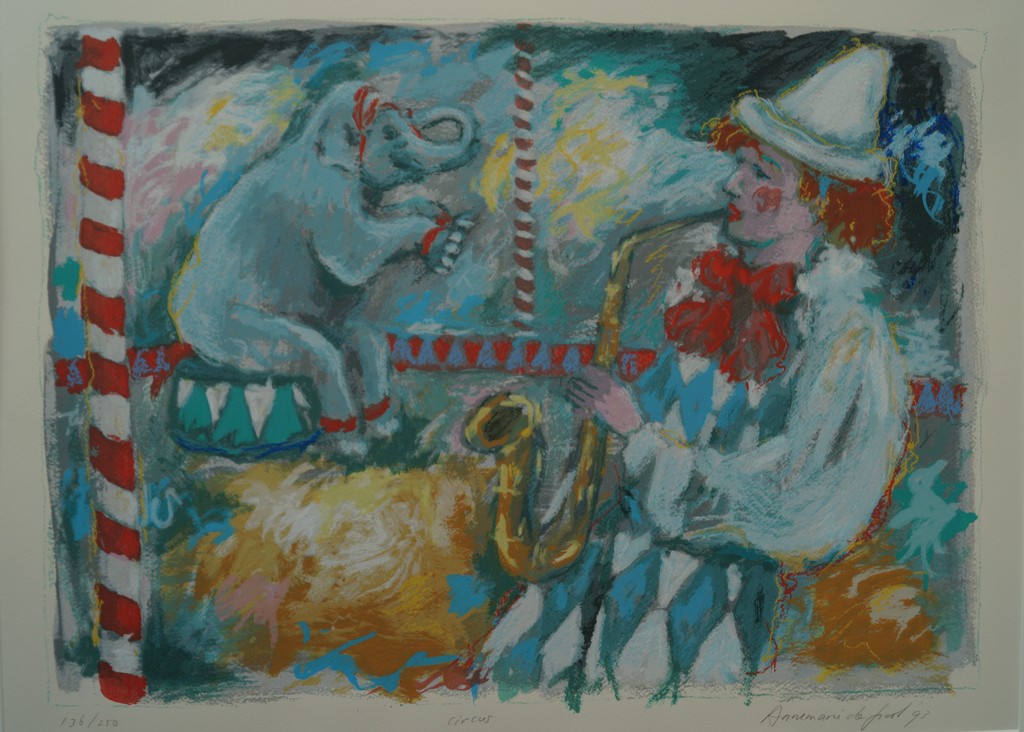 Annemarie de Groot - gesigneerde zeefdruk - circus verkocht voor € 35!